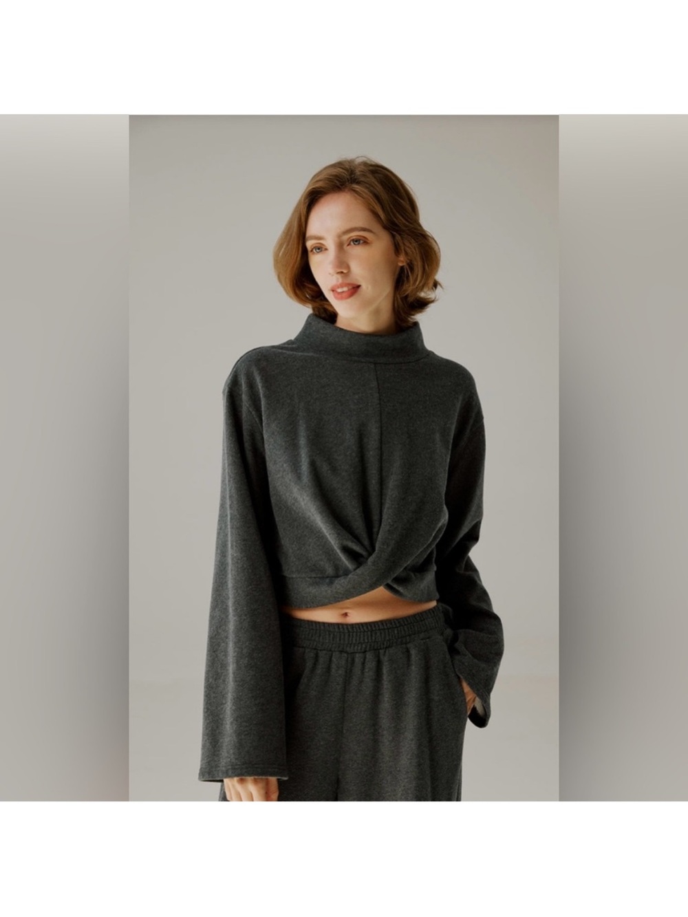 NAP Loungewear Women's Mock Neck Twist Hem Crop Sweatshirt Size Small